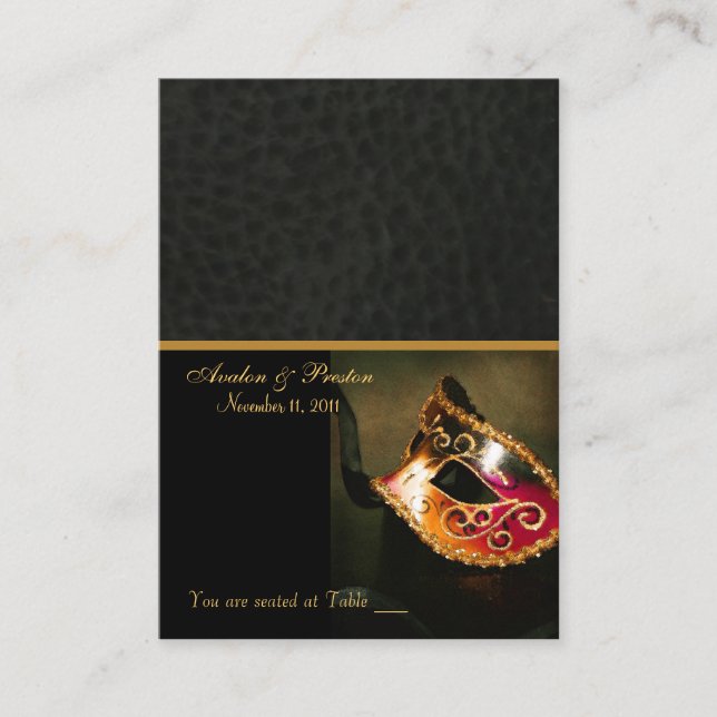 Venetian Masquerade Mask Placecard Business Card (Front)