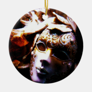 Venetian Masquerade Mask Round Ceramic Ornament