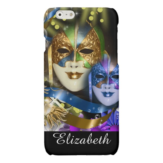 Venetian masquerade quinceanera masks iPhone case (Back)