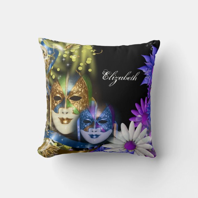 Venetian masquerade quinceanera masks PERSONALIZE Cushion (Front)