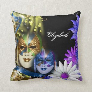 Venetian masquerade quinceanera masks PERSONALIZE Cushion