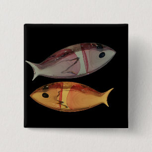 Venetian Murano Glass Fish 15 Cm Square Badge