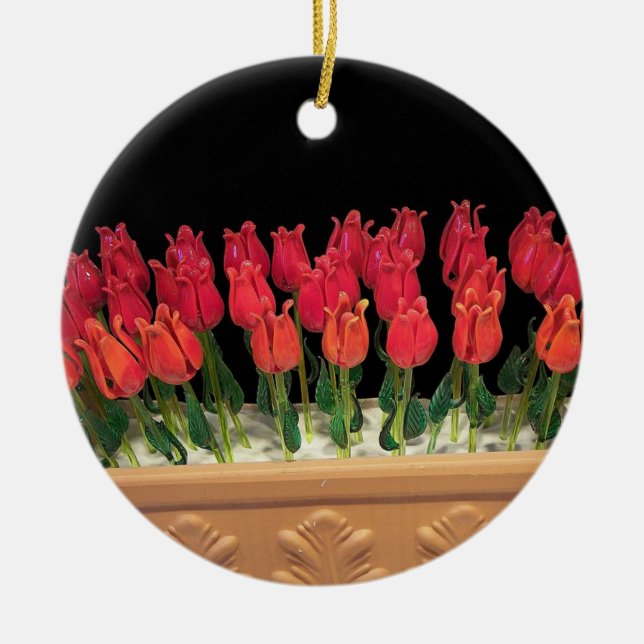 Venetian Murano Glass Roses Ornament (Front)