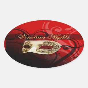 Venetian Nights Masquerade Party Oval Sticker