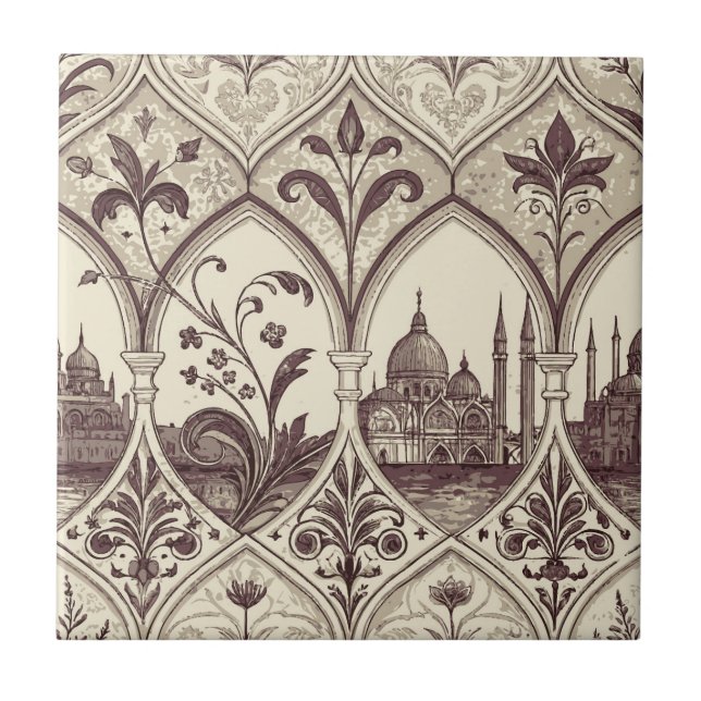 Venetian Style Ceramic Tile | Luxury Italian Baroq (Front)