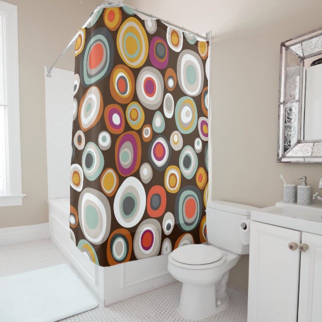 veneto boho spot chocolate shower curtain (In Situ)