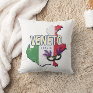 Veneto Italy Retro Region Map Vintage Souvenir Cushion