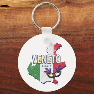 Veneto Italy Retro Region Map Vintage Souvenir Key Ring