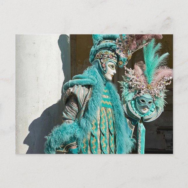 Venezia Carnivale Spectacular Feathered Man Postcard (Front)