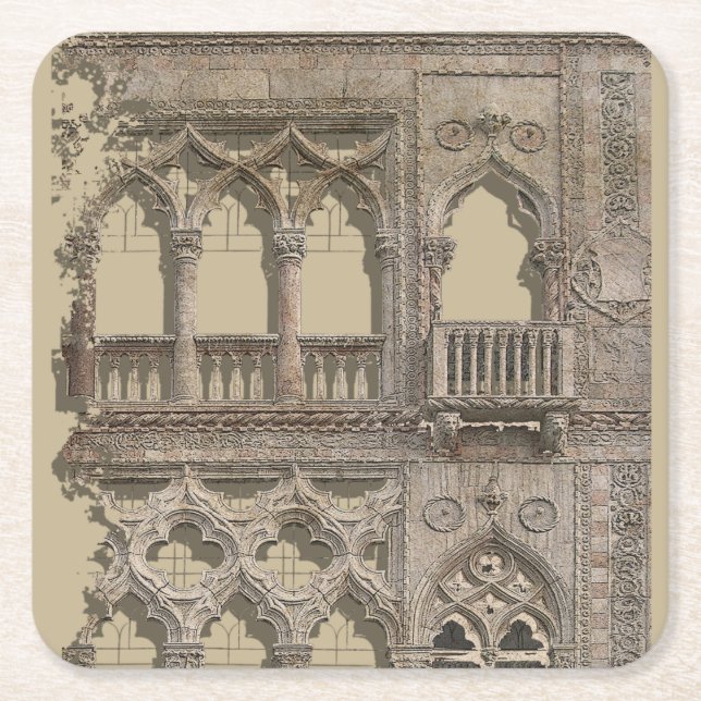 Venezia D'Oro Square Paper Coaster (Front)