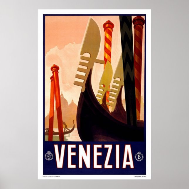 Venezia Gondola Vintage Travel Poster (Front)