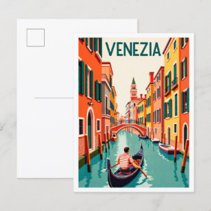 Venezia Italy Art Vintage Illustration Travel Postcard