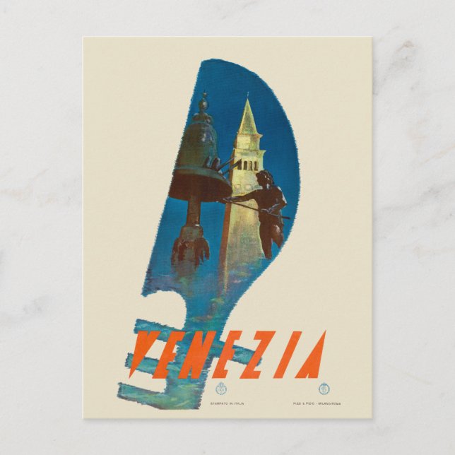 Venezia Italy Venice Travel Poster 1930 Postcard (Front)