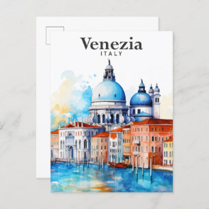 Venezia Italy Watercolor Painting Travel Postcard