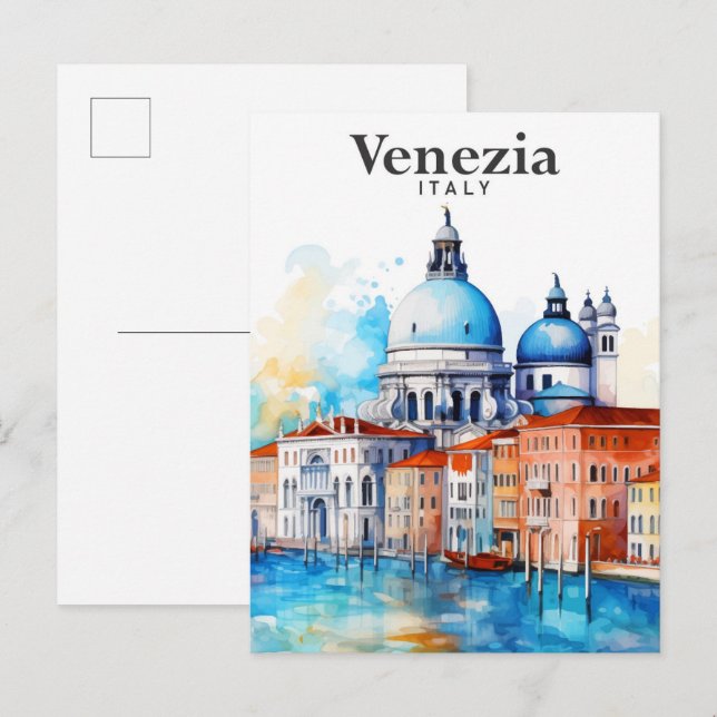 Venezia Italy Watercolor Painting Travel Postcard (Front/Back)