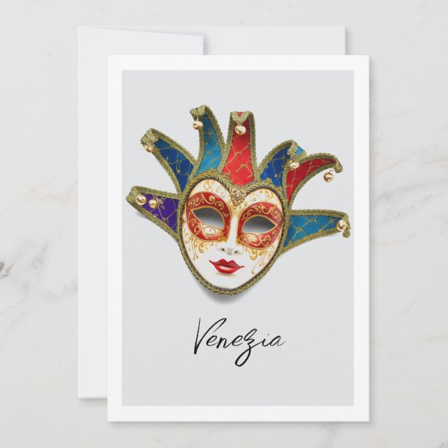 Venezia Venice Italy Carnival Mask Holiday Card (Front)