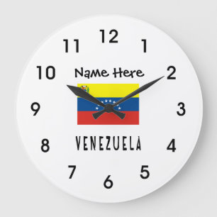 Venezuela and Venezuelan Flag with Your Name Large Clock
