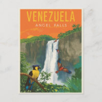 Venezuela Angel Falls Retro Travel Art