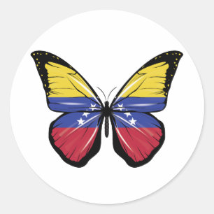 Venezuela Butterfly Flag Classic Round Sticker