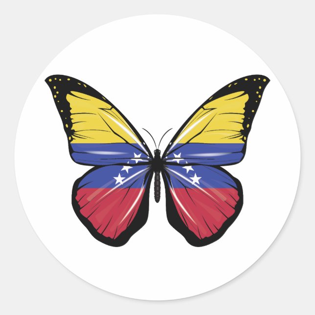 Venezuela Butterfly Flag Classic Round Sticker (Front)