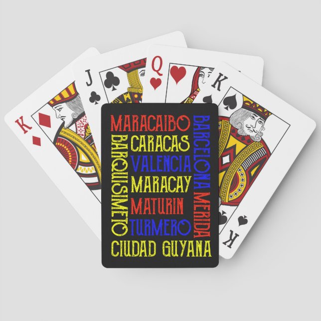 Venezuela Caracas City Names Photo Magnet Playing Cards (Back)