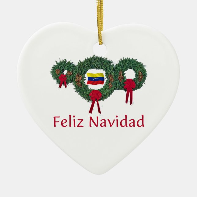 Venezuela Christmas 2 Ceramic Tree Decoration (Front)