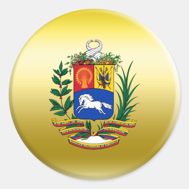 Venezuela Coat of Arms Classic Round Sticker (Front)
