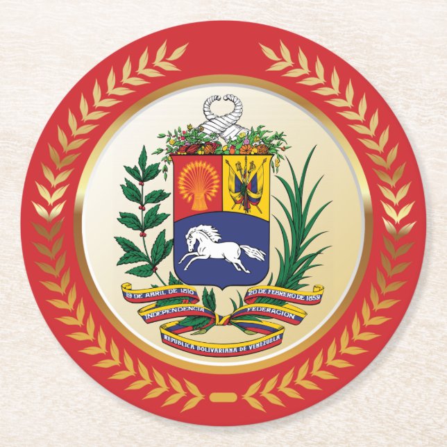 Venezuela Coat of Arms Round Paper Coaster (Front)