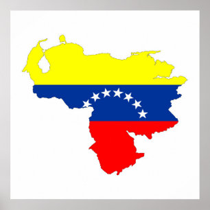 venezuela country flag map shape symbol poster