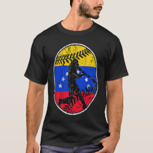 Venezuela Flag Baseball Hitter Venezuelan Flag T-Shirt