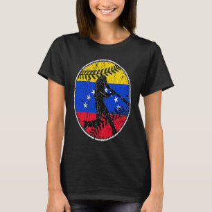 Venezuela Flag Baseball Hitter Venezuelan Flag T-Shirt