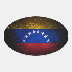 Venezuela Flag Firework Oval Sticker