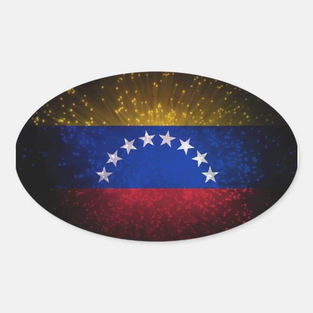 Venezuela Flag Firework Oval Sticker (Front)
