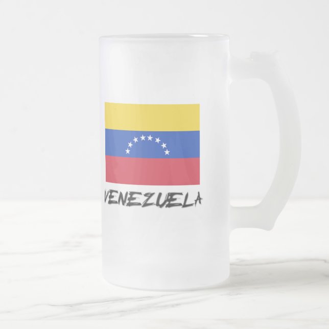 Venezuela Flag Frosted Glass Beer Mug (Right)