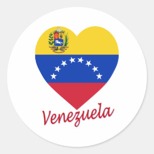Venezuela Flag Heart Classic Round Sticker