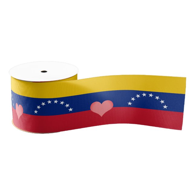 Venezuela Flag & Heart, love Venezuela /sports Grosgrain Ribbon (Spool)