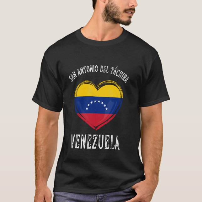 Venezuela Flag Heart San Antonio Del Tachira City T-Shirt (Front)
