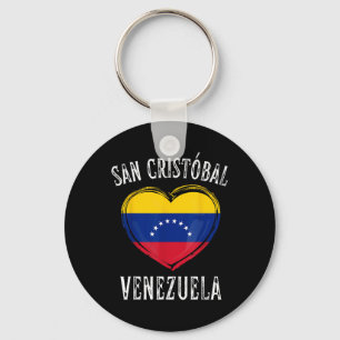 Venezuela Flag Heart San Cristobal City  Key Ring