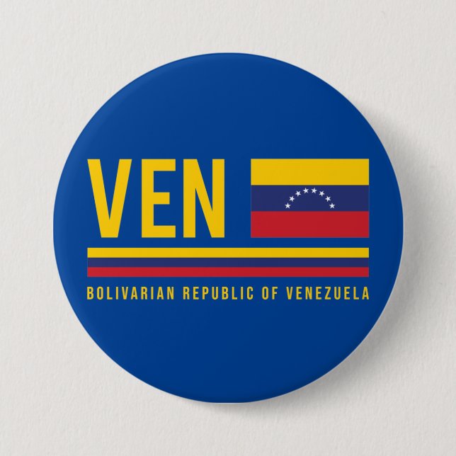 Venezuela Flag & ISO Code Alpha 3 Design 7.5 Cm Round Badge (Front)