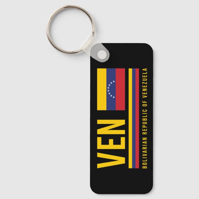 Venezuela Flag & ISO Code Alpha 3 Design Key Ring (Front)