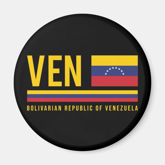 Venezuela Flag & ISO Code Alpha 3 Design Magnet (Front)