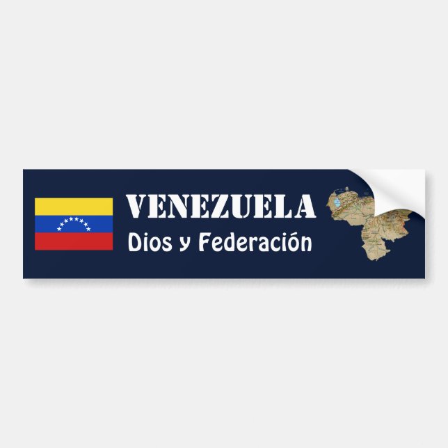 Venezuela Flag + Map Bumper Sticker (Front)