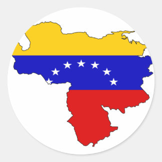Venezuela flag map classic round sticker
