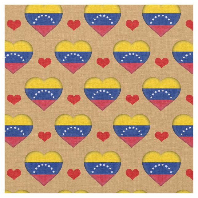 Venezuela Flag Red Heart fashion Fabric/Venezuela Fabric (Close Up)