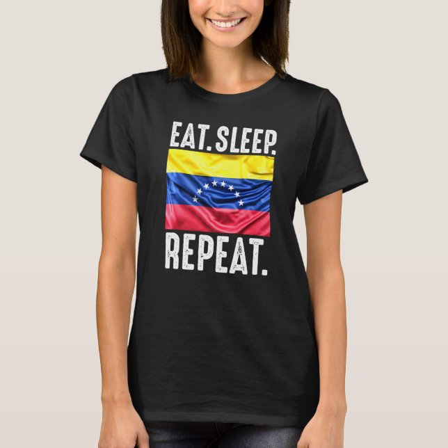Venezuela Flag Soccer Proud Eat Sleep Repeat Footb T-Shirt (Front)
