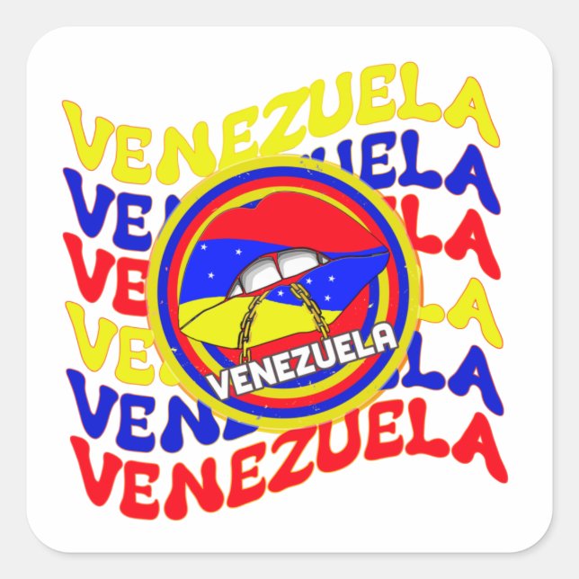 Venezuela Flag Venezuelan Pride Lips  Square Sticker (Front)