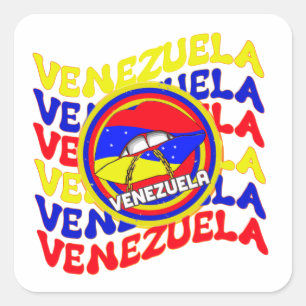Venezuela Flag Venezuelan Pride Lips  Square Sticker