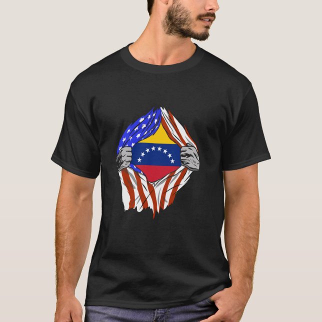 Venezuela Flag Venezuelan Pride USA Venezuelan Roo T-Shirt (Front)
