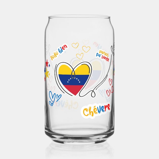 Venezuela Heart and Positive Phrases Can Glass (Front)