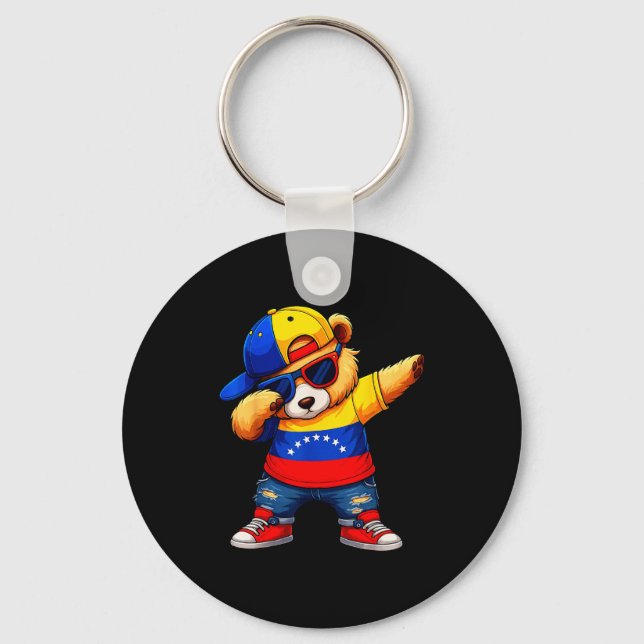 Venezuela Hispanic Heritage Venezuelan Bear Dabbin Key Ring (Front)